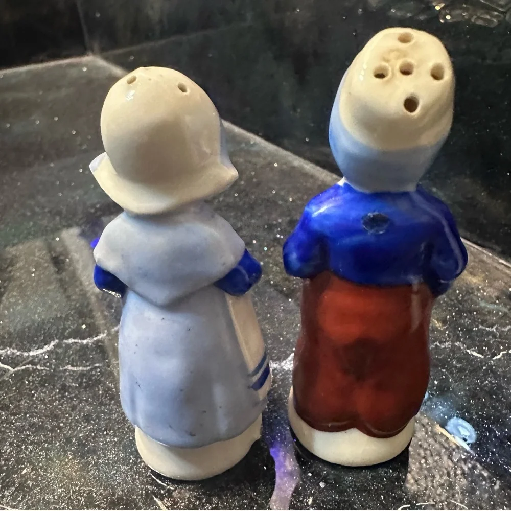 Salt and Pepper Shakers Vintage Japanese Ceramic Dutch Boy and Girl Antique Set